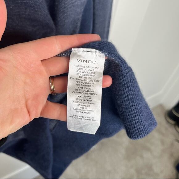 Vince Birdseye Blue Wool Cashmere Blend Crewneck Soft Sweater Size XXL - Picture 5 of 6